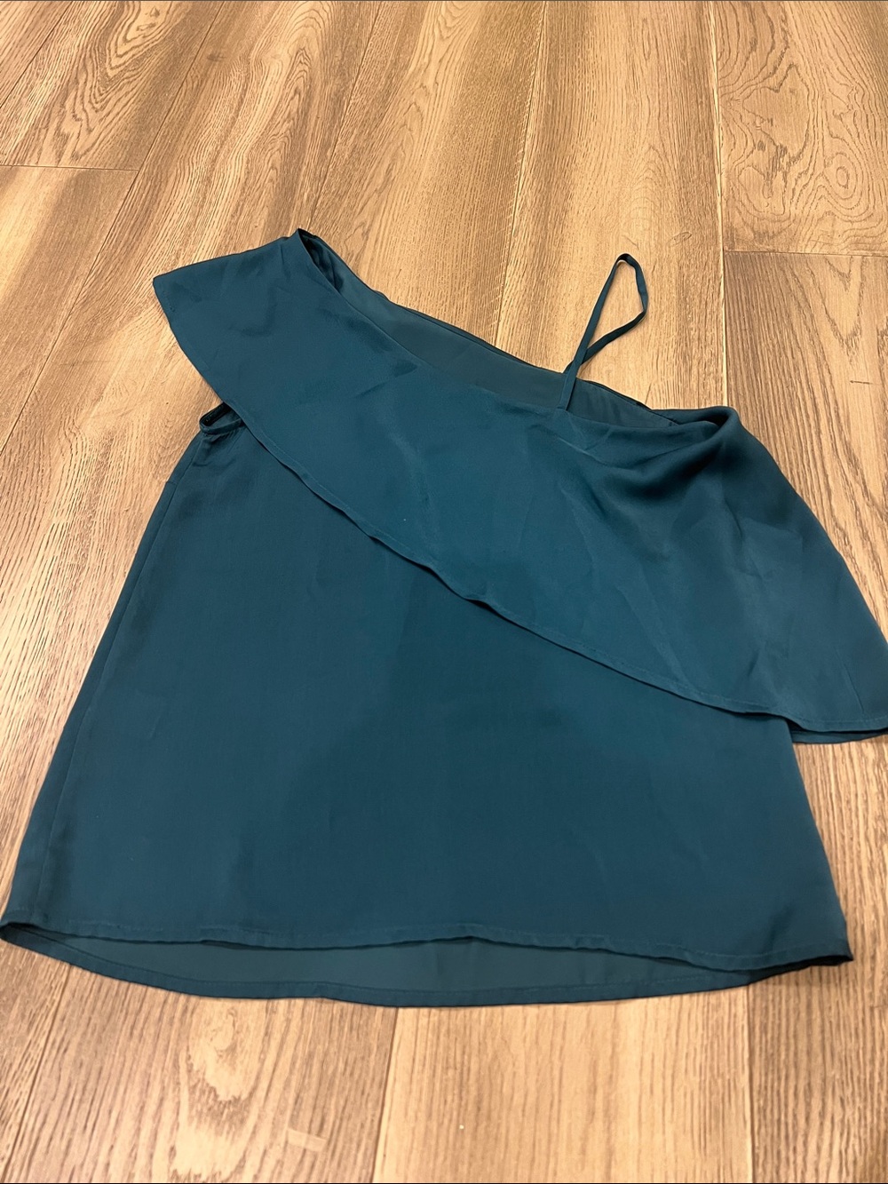 Leith Teal One-Shoulder Ruffle Top - Picture 3 of 4